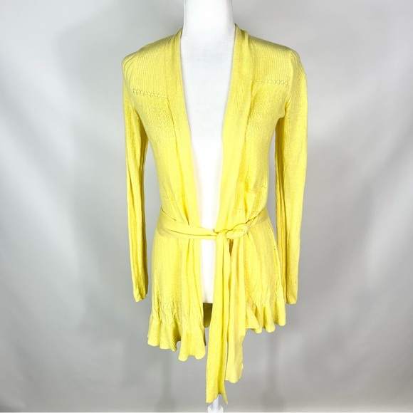 Sparrow (Anthropologie) Pointelle Knit Belted Cardigan Sweater Size Small - Picture 2 of 10